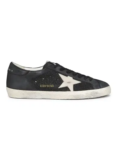 Golden Goose Men's Super Star Crystal-Embellished Leather Sneakers - Black Grey Morn | Thumbnail 1 Golden Goose Men's Super Star Crystal-Embellished Leather Sneakers - Black Grey Morn | Thumbnail 1