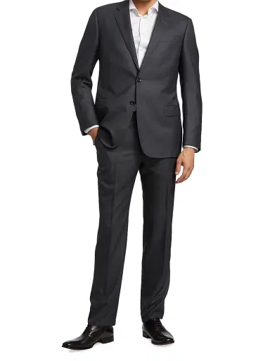 Giorgio Armani Men's Wool & Silk Two-Piece Suit - Solid Dark - Size 48 | Thumbnail 2 Giorgio Armani Men's Wool & Silk Two-Piece Suit - Solid Dark - Size 48 | Thumbnail 2