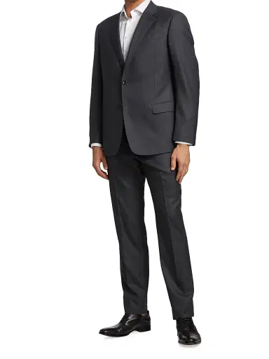 Giorgio Armani Men's Wool & Silk Two-Piece Suit - Solid Dark - Size 48 | Thumbnail 3 Giorgio Armani Men's Wool & Silk Two-Piece Suit - Solid Dark - Size 48 | Thumbnail 3