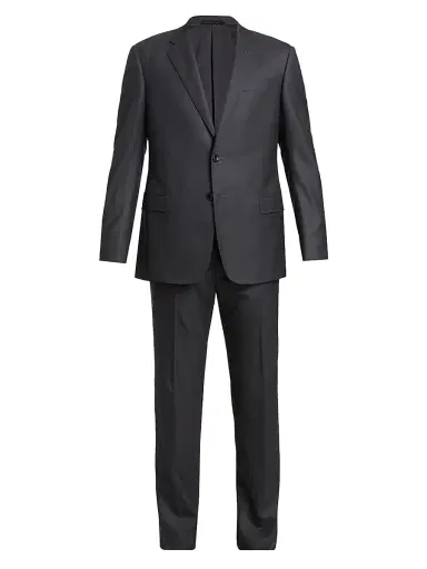 Giorgio Armani Men's Wool & Silk Two-Piece Suit - Solid Dark - Size 48 | Thumbnail 1 Giorgio Armani Men's Wool & Silk Two-Piece Suit - Solid Dark - Size 48 | Thumbnail 1