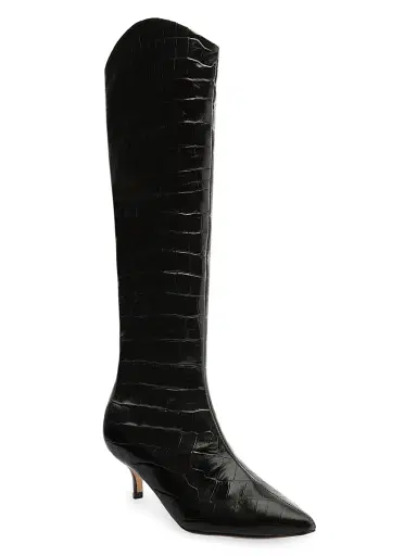 Schutz Women's Maryana Crocodile-Embossed Leather Knee-High Boots - Black | Thumbnail 2 Schutz Women's Maryana Crocodile-Embossed Leather Knee-High Boots - Black | Thumbnail 2