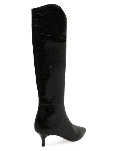 Schutz Women's Maryana Crocodile-Embossed Leather Knee-High Boots - Black | Thumbnail 3 Schutz Women's Maryana Crocodile-Embossed Leather Knee-High Boots - Black | Thumbnail 3