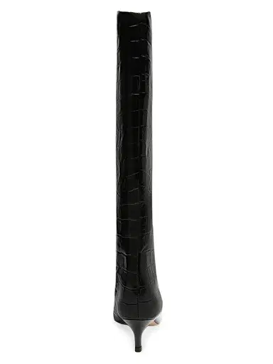 Schutz Women's Maryana Crocodile-Embossed Leather Knee-High Boots - Black | Thumbnail 4 Schutz Women's Maryana Crocodile-Embossed Leather Knee-High Boots - Black | Thumbnail 4