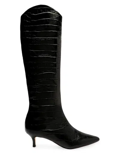 Schutz Women's Maryana Crocodile-Embossed Leather Knee-High Boots - Black | Thumbnail 1 Schutz Women's Maryana Crocodile-Embossed Leather Knee-High Boots - Black | Thumbnail 1