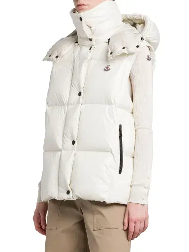 Moncler Women's Luzule Down Vest with Detachable Hood - White | Thumbnail 3 Moncler Women's Luzule Down Vest with Detachable Hood - White | Thumbnail 3