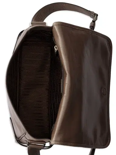 Prada Men's Leather Shoulder Bag - Medium Brown | Thumbnail 5 Prada Men's Leather Shoulder Bag - Medium Brown | Thumbnail 5