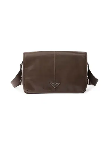 Prada Men's Leather Shoulder Bag - Medium Brown | Thumbnail 1 Prada Men's Leather Shoulder Bag - Medium Brown | Thumbnail 1