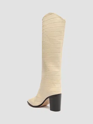 Schutz Women's Maryana Croc-Embossed Leather Boots - White | Thumbnail 3 Schutz Women's Maryana Croc-Embossed Leather Boots - White | Thumbnail 3