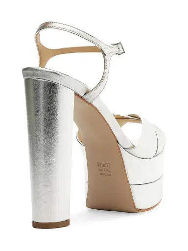 Schutz Women's Keefa 140MM Metallic Leather Platform Sandals - Prata | Thumbnail 3 Schutz Women's Keefa 140MM Metallic Leather Platform Sandals - Prata | Thumbnail 3