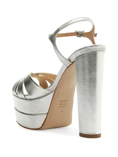 Schutz Women's Keefa 140MM Metallic Leather Platform Sandals - Prata | Thumbnail 4 Schutz Women's Keefa 140MM Metallic Leather Platform Sandals - Prata | Thumbnail 4