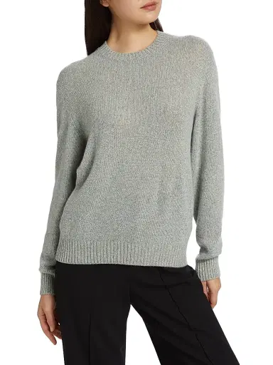 Loro Piana Women's Cellio Cashmere Crewneck Sweater - White Snow Star Dust | Thumbnail 2 Loro Piana Women's Cellio Cashmere Crewneck Sweater - White Snow Star Dust | Thumbnail 2