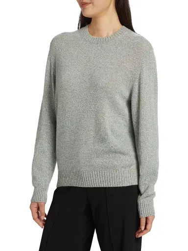 Loro Piana Women's Cellio Cashmere Crewneck Sweater - White Snow Star Dust | Thumbnail 3 Loro Piana Women's Cellio Cashmere Crewneck Sweater - White Snow Star Dust | Thumbnail 3