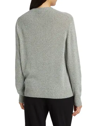 Loro Piana Women's Cellio Cashmere Crewneck Sweater - White Snow Star Dust | Thumbnail 4 Loro Piana Women's Cellio Cashmere Crewneck Sweater - White Snow Star Dust | Thumbnail 4