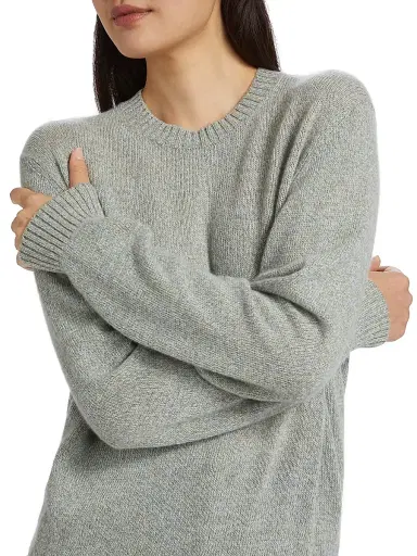 Loro Piana Women's Cellio Cashmere Crewneck Sweater - White Snow Star Dust | Thumbnail 5 Loro Piana Women's Cellio Cashmere Crewneck Sweater - White Snow Star Dust | Thumbnail 5