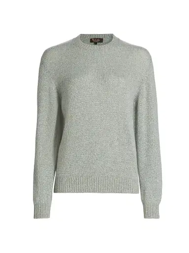 Loro Piana Women's Cellio Cashmere Crewneck Sweater - White Snow Star Dust | Thumbnail 1 Loro Piana Women's Cellio Cashmere Crewneck Sweater - White Snow Star Dust | Thumbnail 1