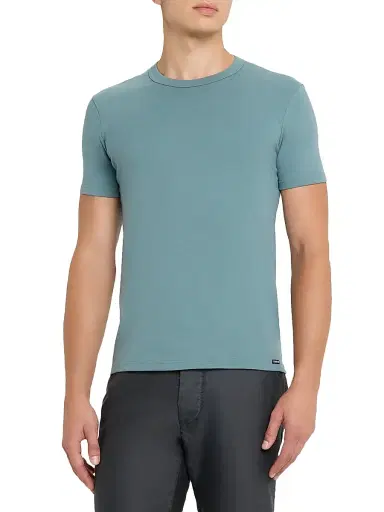 Tom Ford Men's Stretch-Cotton Crewneck T-Shirt - Teal - Size XS | Thumbnail 3 Tom Ford Men's Stretch-Cotton Crewneck T-Shirt - Teal - Size XS | Thumbnail 3