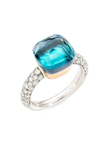 Pomellato Women's Nudo 18K Two-Tone Gold, Sky Blue Topaz & Diamond Classic Ring - White Gold | Thumbnail 1 Pomellato Women's Nudo 18K Two-Tone Gold, Sky Blue Topaz & Diamond Classic Ring - White Gold | Thumbnail 1
