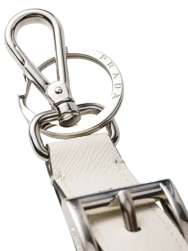 Prada Women's Saffiano Leather Key Ring - White | Thumbnail 3 Prada Women's Saffiano Leather Key Ring - White | Thumbnail 3