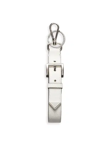 Prada Women's Saffiano Leather Key Ring - White | Thumbnail 1 Prada Women's Saffiano Leather Key Ring - White | Thumbnail 1