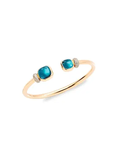 Pomellato Women's Nudo 18K Rose Gold, London Blue Topaz & Diamond Cuff - Rose Gold | Thumbnail 1 Pomellato Women's Nudo 18K Rose Gold, London Blue Topaz & Diamond Cuff - Rose Gold | Thumbnail 1