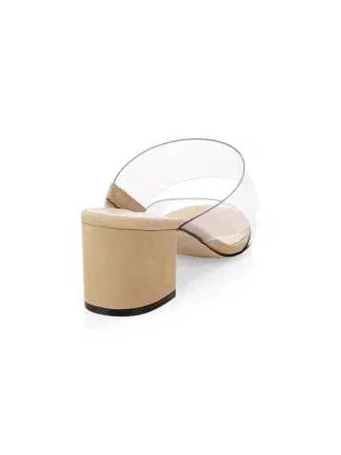 Schutz Women's Victorie Vinyl & Suede Mules - Tan | Thumbnail 3 Schutz Women's Victorie Vinyl & Suede Mules - Tan | Thumbnail 3