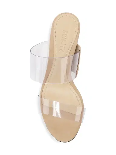 Schutz Women's Victorie Vinyl & Suede Mules - Tan | Thumbnail 5 Schutz Women's Victorie Vinyl & Suede Mules - Tan | Thumbnail 5