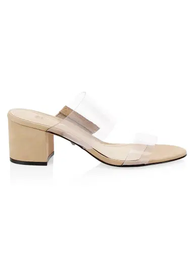 Schutz Women's Victorie Vinyl & Suede Mules - Tan | Thumbnail 1 Schutz Women's Victorie Vinyl & Suede Mules - Tan | Thumbnail 1
