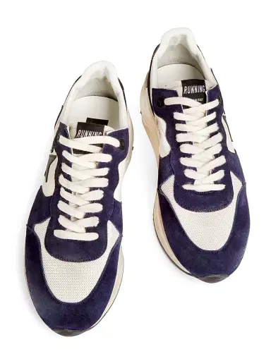 Golden Goose Men's Running Sole Leather & Suede Sneakers - Navy Beige - Size 12 | Thumbnail 4 Golden Goose Men's Running Sole Leather & Suede Sneakers - Navy Beige - Size 12 | Thumbnail 4