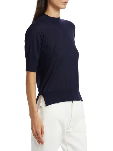 Jil Sander Women's Wool & Cashmere-Blend Rib-Knit Trim Sweater - Midnight | Thumbnail 4 Jil Sander Women's Wool & Cashmere-Blend Rib-Knit Trim Sweater - Midnight | Thumbnail 4