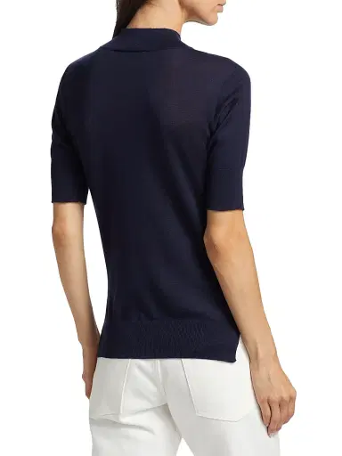 Jil Sander Women's Wool & Cashmere-Blend Rib-Knit Trim Sweater - Midnight | Thumbnail 5 Jil Sander Women's Wool & Cashmere-Blend Rib-Knit Trim Sweater - Midnight | Thumbnail 5