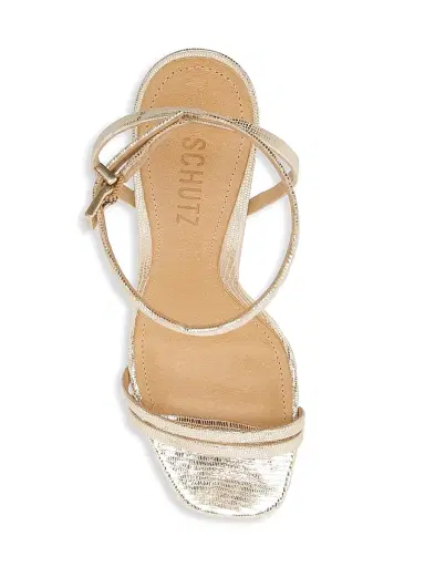 Schutz Women's Altina Metallic Embossed Leather Sandals - Gold | Thumbnail 5 Schutz Women's Altina Metallic Embossed Leather Sandals - Gold | Thumbnail 5