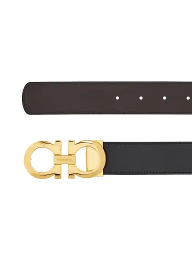 Ferragamo Men's Gancini Buckle Adjustable Cut-to-Size Reversible Belt - Nero Hickory - Size 46 | Thumbnail 6 Ferragamo Men's Gancini Buckle Adjustable Cut-to-Size Reversible Belt - Nero Hickory - Size 46 | Thumbnail 6