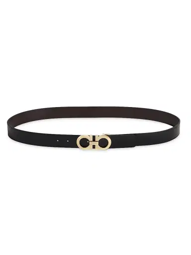 Ferragamo Men's Gancini Buckle Adjustable Cut-to-Size Reversible Belt - Nero Hickory - Size 46 | Thumbnail 1 Ferragamo Men's Gancini Buckle Adjustable Cut-to-Size Reversible Belt - Nero Hickory - Size 46 | Thumbnail 1