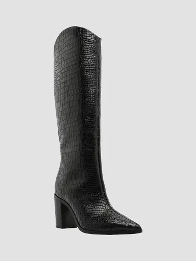 Schutz Women's Analeah 85MM Croc-Embossed Leather Boots - Black Maryana | Thumbnail 2 Schutz Women's Analeah 85MM Croc-Embossed Leather Boots - Black Maryana | Thumbnail 2