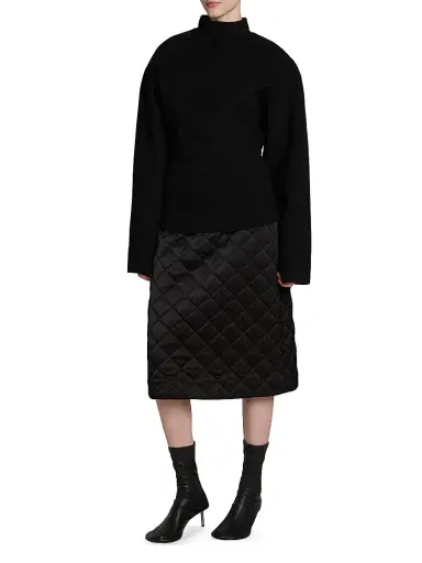 Jil Sander Women's Half Placket Wool Sweater - Black | Thumbnail 2 Jil Sander Women's Half Placket Wool Sweater - Black | Thumbnail 2