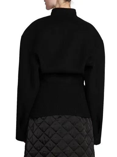 Jil Sander Women's Half Placket Wool Sweater - Black | Thumbnail 5 Jil Sander Women's Half Placket Wool Sweater - Black | Thumbnail 5
