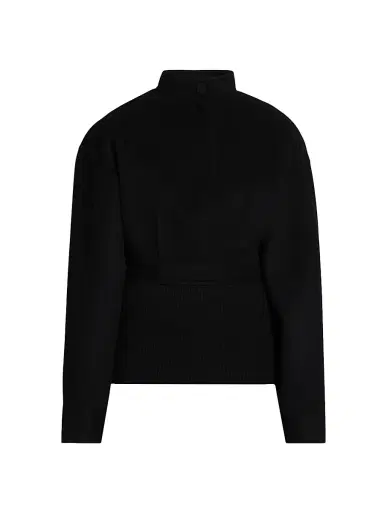 Jil Sander Women's Half Placket Wool Sweater - Black | Thumbnail 1 Jil Sander Women's Half Placket Wool Sweater - Black | Thumbnail 1