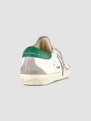 Golden Goose Men's Super-Star Leather Low-Top Sneakers - White Grey Silver Green | Thumbnail 3 Golden Goose Men's Super-Star Leather Low-Top Sneakers - White Grey Silver Green | Thumbnail 3