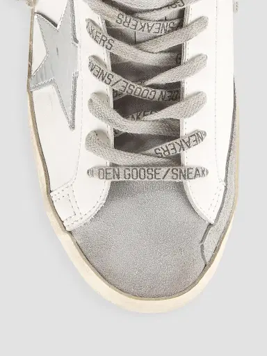 Golden Goose Men's Super-Star Leather Low-Top Sneakers - White Grey Silver Green | Thumbnail 4 Golden Goose Men's Super-Star Leather Low-Top Sneakers - White Grey Silver Green | Thumbnail 4