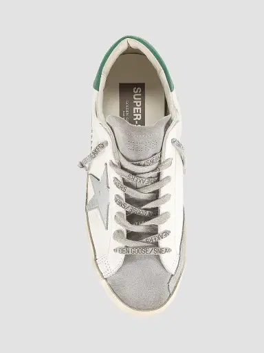 Golden Goose Men's Super-Star Leather Low-Top Sneakers - White Grey Silver Green | Thumbnail 5 Golden Goose Men's Super-Star Leather Low-Top Sneakers - White Grey Silver Green | Thumbnail 5
