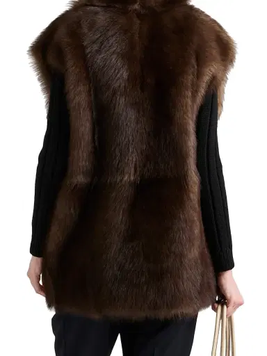 Prada Women's Belted Shearling Vest - Brown | Thumbnail 5 Prada Women's Belted Shearling Vest - Brown | Thumbnail 5