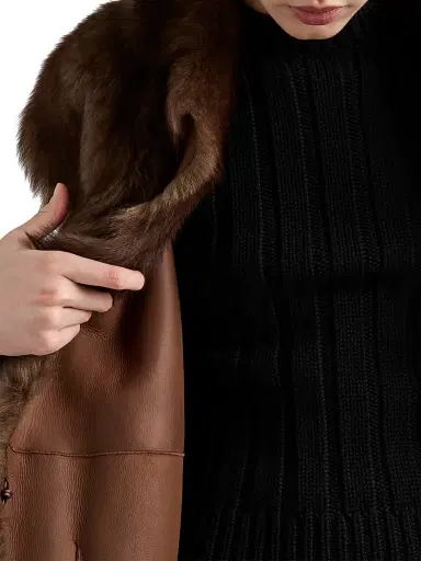 Prada Women's Belted Shearling Vest - Brown | Thumbnail 6 Prada Women's Belted Shearling Vest - Brown | Thumbnail 6