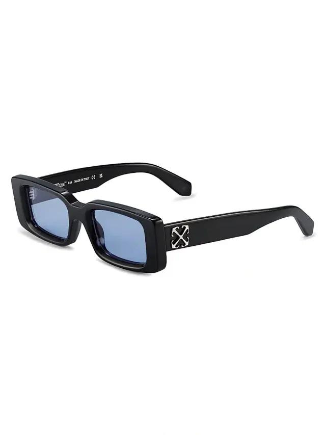 Men's Arthur 50MM Rectangular Sunglasses - Black Light Blue Men's Arthur 50MM Rectangular Sunglasses - Black Light Blue