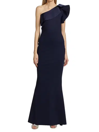Chiara Boni La Petite Robe Women's Kika Ra Ruffled One-Shoulder Trumpet Gown | Thumbnail 3 Chiara Boni La Petite Robe Women's Kika Ra Ruffled One-Shoulder Trumpet Gown | Thumbnail 3