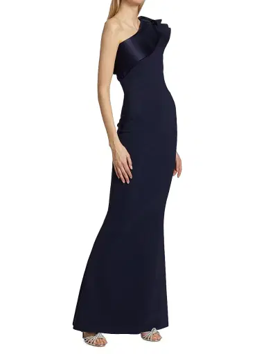 Chiara Boni La Petite Robe Women's Kika Ra Ruffled One-Shoulder Trumpet Gown | Thumbnail 4 Chiara Boni La Petite Robe Women's Kika Ra Ruffled One-Shoulder Trumpet Gown | Thumbnail 4