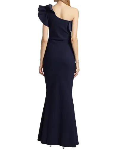 Chiara Boni La Petite Robe Women's Kika Ra Ruffled One-Shoulder Trumpet Gown | Thumbnail 5 Chiara Boni La Petite Robe Women's Kika Ra Ruffled One-Shoulder Trumpet Gown | Thumbnail 5