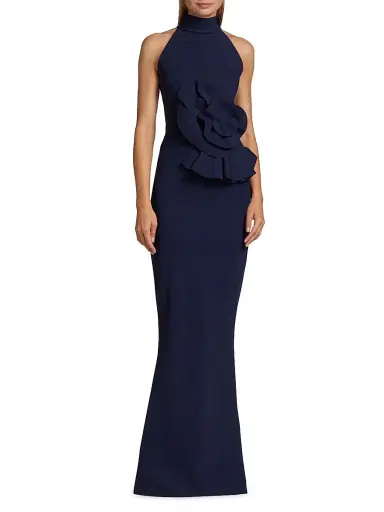 Chiara Boni La Petite Robe Women's Hebana Halter Rosette Gown | Thumbnail 3 Chiara Boni La Petite Robe Women's Hebana Halter Rosette Gown | Thumbnail 3