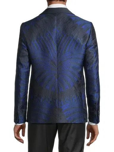 Pal Zileri Men's Leaf Silk-Blend One-Button Dinner Jacket - Navy Multi | Thumbnail 5 Pal Zileri Men's Leaf Silk-Blend One-Button Dinner Jacket - Navy Multi | Thumbnail 5