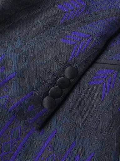 Pal Zileri Men's Leaf Silk-Blend One-Button Dinner Jacket - Navy Multi | Thumbnail 6 Pal Zileri Men's Leaf Silk-Blend One-Button Dinner Jacket - Navy Multi | Thumbnail 6