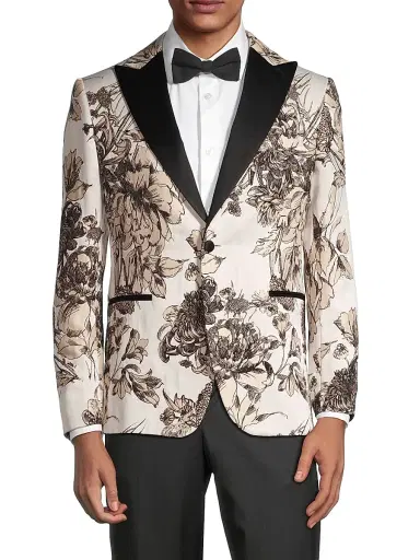 Pal Zileri Men's Floral Dinner Jacket - Ivory Multi - Size 40 | Thumbnail 3 Pal Zileri Men's Floral Dinner Jacket - Ivory Multi - Size 40 | Thumbnail 3